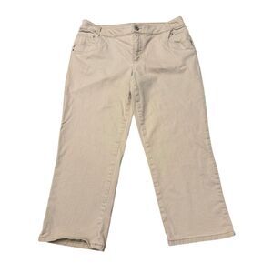 Chico's Women's Beige Cropped Pants Size 2.5 (14W approx) Casual Stretch Denim
